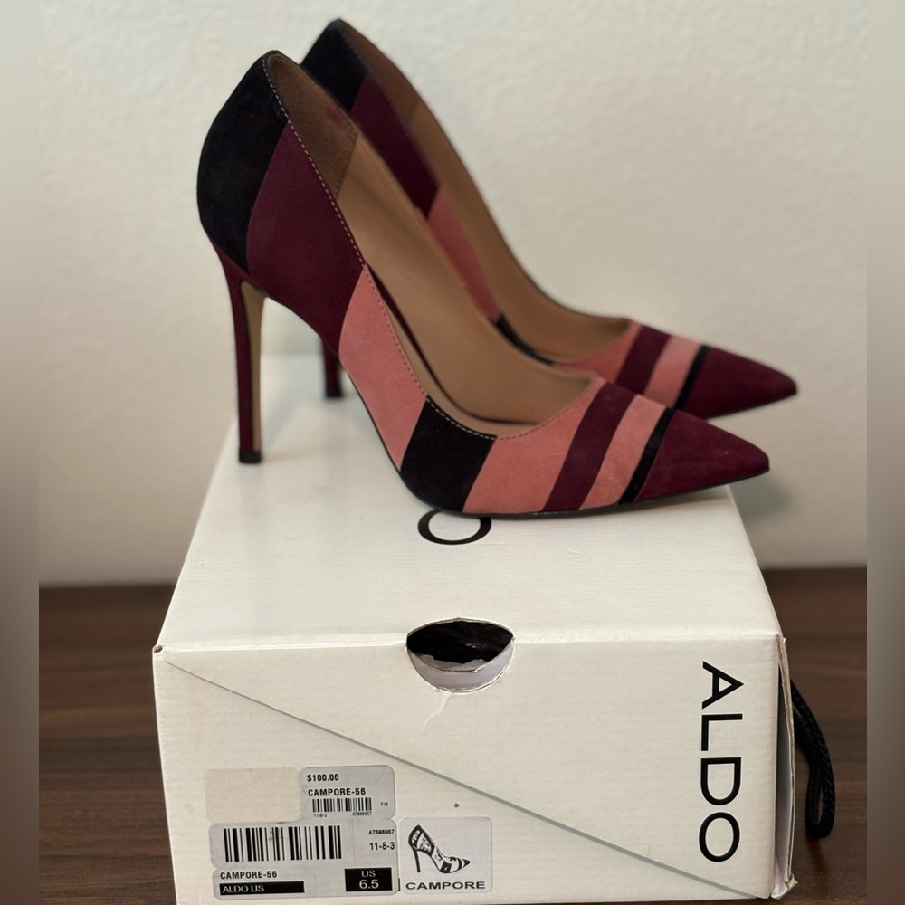 Aldo Women's Burgundy and Pink Striped Heels